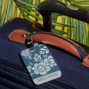 Elegantes Vintage-Blumenmuster personalisiert Gepäckanhänger