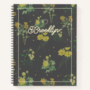 Elegantes vintage Blumenmuster personalisiert Notizbuch