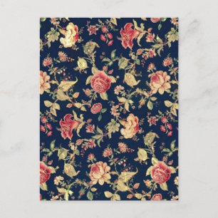 Elegantes vintage Blumenrosenmuster Postkarte