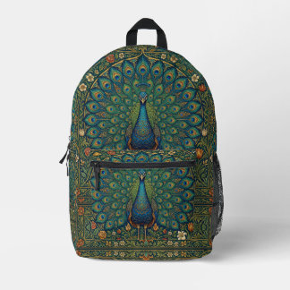 Elegantes vintage-bohème-Pfau-Design Bedruckter Rucksack