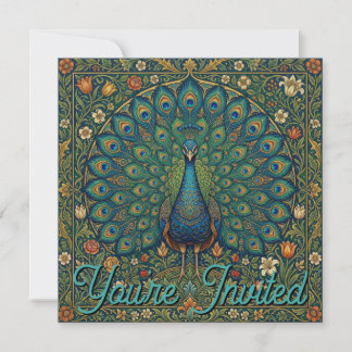 Elegantes vintage-bohemian-Pfau-Design Einladung