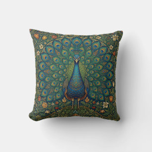 Elegantes vintage-bohemian-Pfau-Design Kissen