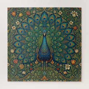 Elegantes vintage-bohemian-Pfau-Design Puzzle