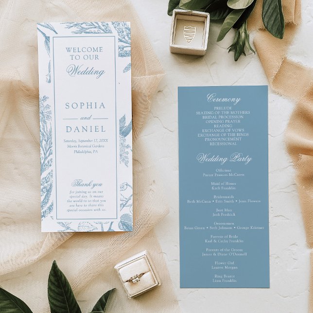 Elegantes Vintage-Botanik-Hochzeitsprogramm Programm (Von Creator hochgeladen)