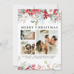 Elegantes Vintage Botanisches rotes Weihnachten