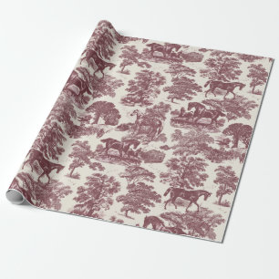 Elegantes vintage-burgunderfarbenes Pferd-Toile au Geschenkpapier