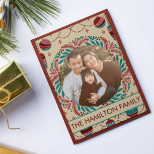 Elegantes Vintage Christmas Whimsy Family Foto Feiertagskarte