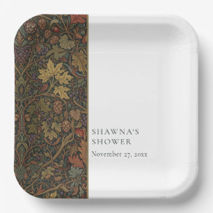 Elegantes, vintage Cottage, botanische Herbst-Brau Pappteller