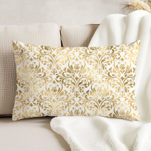 Elegantes Vintage-Damask Gold Weiß Wurfkissen Dekokissen