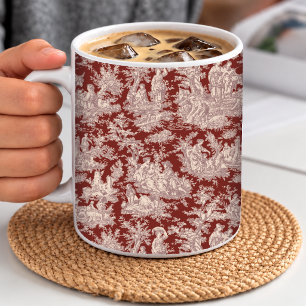 Elegantes Vintage-Dunkelrotes Französisches Land-T Kaffeetasse