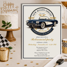 Elegantes Vintage-Emblem Blaues Auto Ruhestandsfei