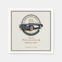 Elegantes Vintage-Emblem Blaues Auto Ruhestandsfei