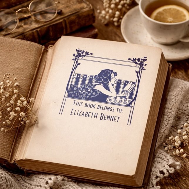 Elegantes Vintage-Exlibris Permastempel (Von Creator hochgeladen)