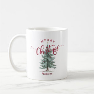 Elegantes Vintage-Frohe-Weihnachten-Skript Rustika Kaffeetasse