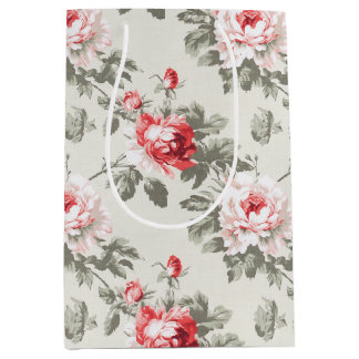 Elegantes vintage Frühlingsrosen Blumenmuster Mittlere Geschenktüte
