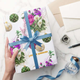 Elegantes Vintage-Fuchsien-Blumenmuster-Weihnachte Geschenkpapier