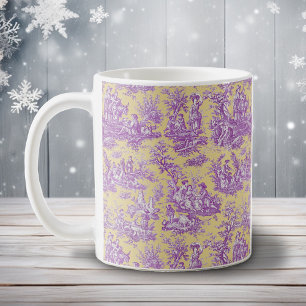Elegantes Vintage-Gelb-Lila-Toile-Muster Kaffeetasse