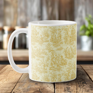 Elegantes vintage-gelb Toile französische Landscha Kaffeetasse