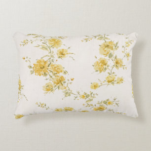 Elegantes Vintage-Gelbrosen-Blumenmuster  Dekokissen