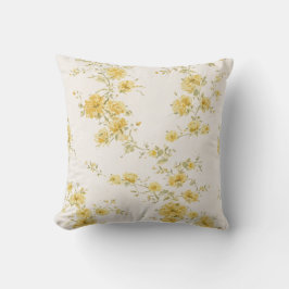 Elegantes Vintage-Gelbrosen-Blumenmuster  Kissen