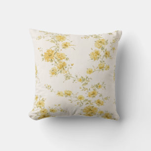 Elegantes Vintage-Gelbrosen-Blumenmuster  Kissen