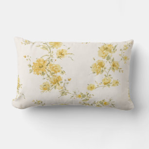 Elegantes Vintage-Gelbrosen-Blumenmuster  Lendenkissen
