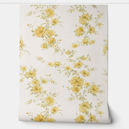 Elegantes Vintage-Gelbrosen-Blumenmuster  Tapete