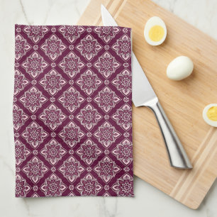 Elegantes vintage geometrisches Blumenmuster Geschirrtuch