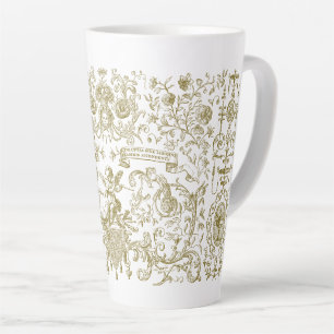 Elegantes Vintage-Gold-Beige-Barock-Blumenmuster Milchtasse