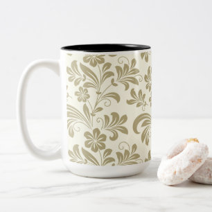Elegantes Vintage-Gold-Blumenmuster Zweifarbige Tasse