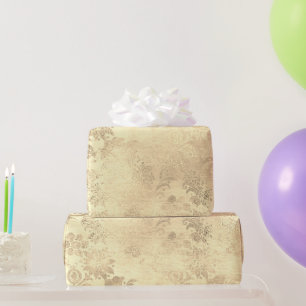 Elegantes vintage-goldenes Damastmuster Geschenkpapier