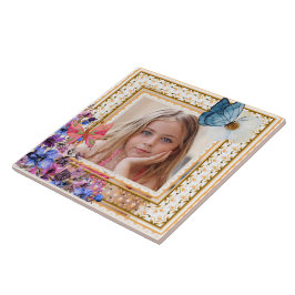 Elegantes Vintage-Goldrahmen-Mosaik-Foto-Andenken  Fliese
