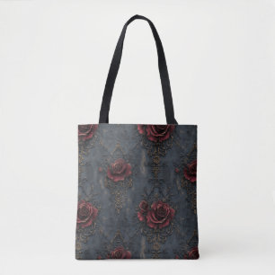 Elegantes Vintage-Gothic-Muster mit roten Rosen