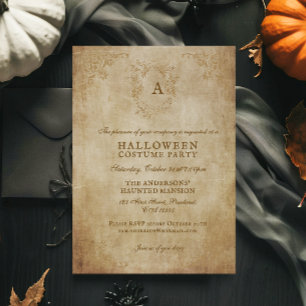 Elegantes Vintage-Gotik gealtertes Papier Hallowee Einladung