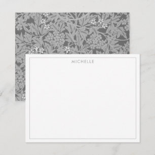 Elegantes Vintage-Grau-Jasmin-Blumen-Botanik Mitteilungskarte