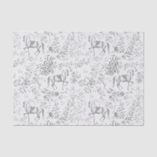 Elegantes Vintage-Grau-Pferd-Blumenmuster Seidenpapier