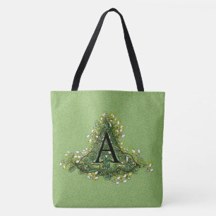 Elegantes Vintage-grünes florales Initial A Monogr