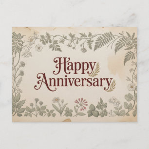Elegantes Vintage-"Happy Anniversary"-Design Feiertagspostkarte