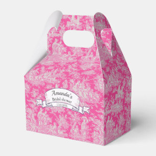 Elegantes vintage heißrosa Toile de Jouy Monogramm Geschenkschachtel