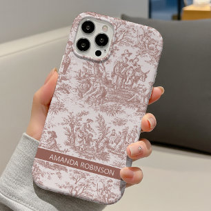 Elegantes vintage hellbraunes Toile de Jouy iPhone 16 Hülle