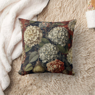 Elegantes vintage Hydrangeen-Blumenmuster Kissen