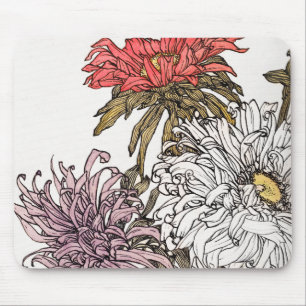 Elegantes Vintage Korallenrosa Floral Mousepad