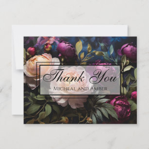 Elegantes, vintage, launisches rosa-magenta-Blumen Dankeskarte