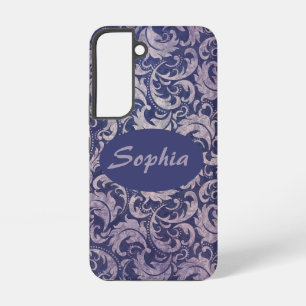 Elegantes, vintage-lila Damastmuster Samsung Galaxy Hülle