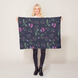 Elegantes Vintage-Lila-Orchideen-Blumenmuster Fleecedecke