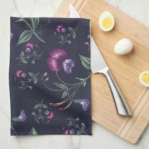 Elegantes Vintage-Lila-Orchideen-Blumenmuster   Geschirrtuch