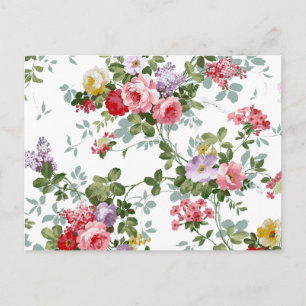 Elegantes, vintage Mädchenhaftes Rosa-Rot-Rosen-Mu Postkarte