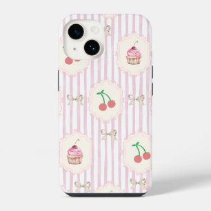 Elegantes Vintage-Muster Rand Früchte Cupcakes iPhone 14 Hülle