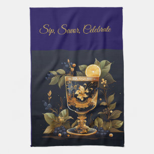 Elegantes Vintage Navy Blau und Gold Weihnachten Geschirrtuch