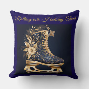 Elegantes vintage navyblaues und goldenes Wurfkiss Kissen